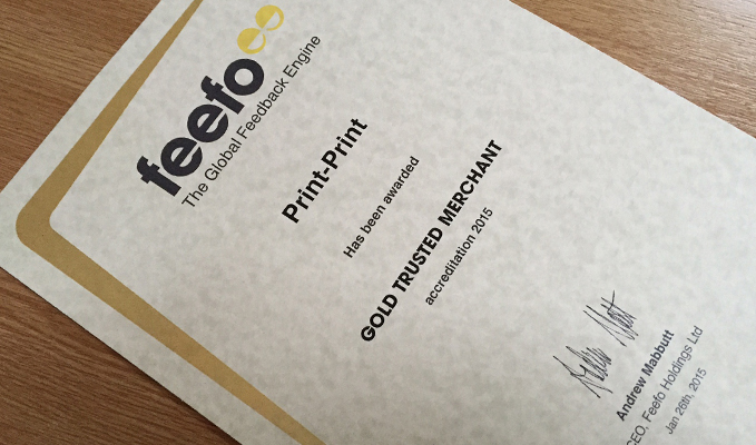 Winners of Feefo Gold Trusted Merchant 2015
