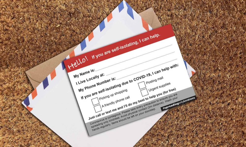 Covid-19 'I can help' printed postcards - Download artwork