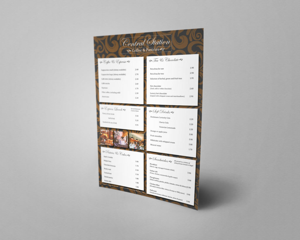 coffee shop menu design