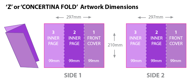 concertina or z fold dimensions